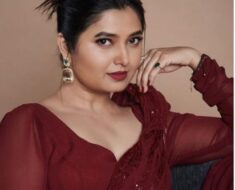 Prajakta Mali In Red dress
