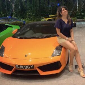 Rasha with Lambhorghini car