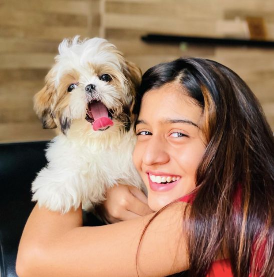 Aadhya with her Dog